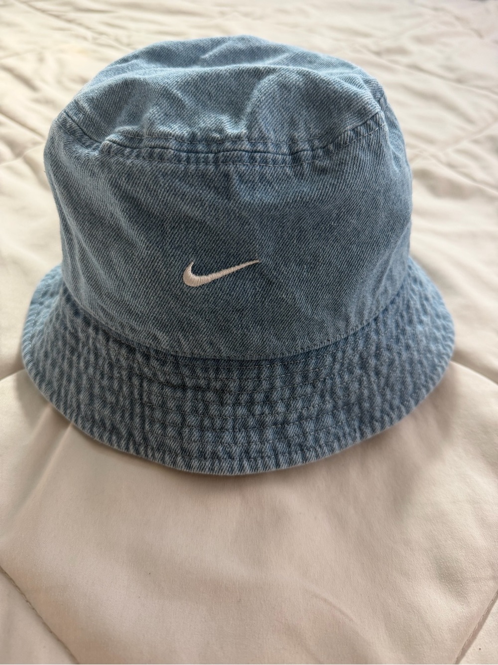 Nike Kids Light Denim Bucket Hat with White Swoosh